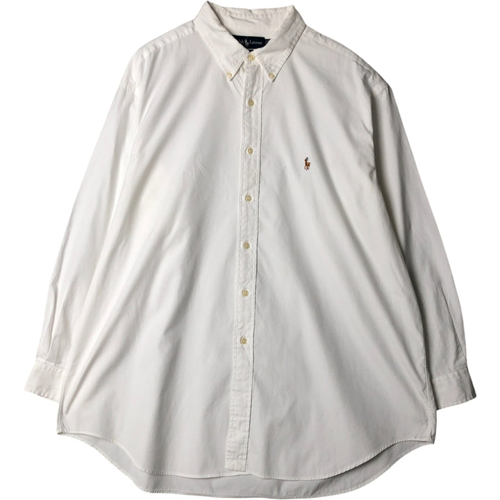 Ralph Lauren YARMOUTH long sleeve button down shirt, men's XXL size cotton white type Vintage Second Hand