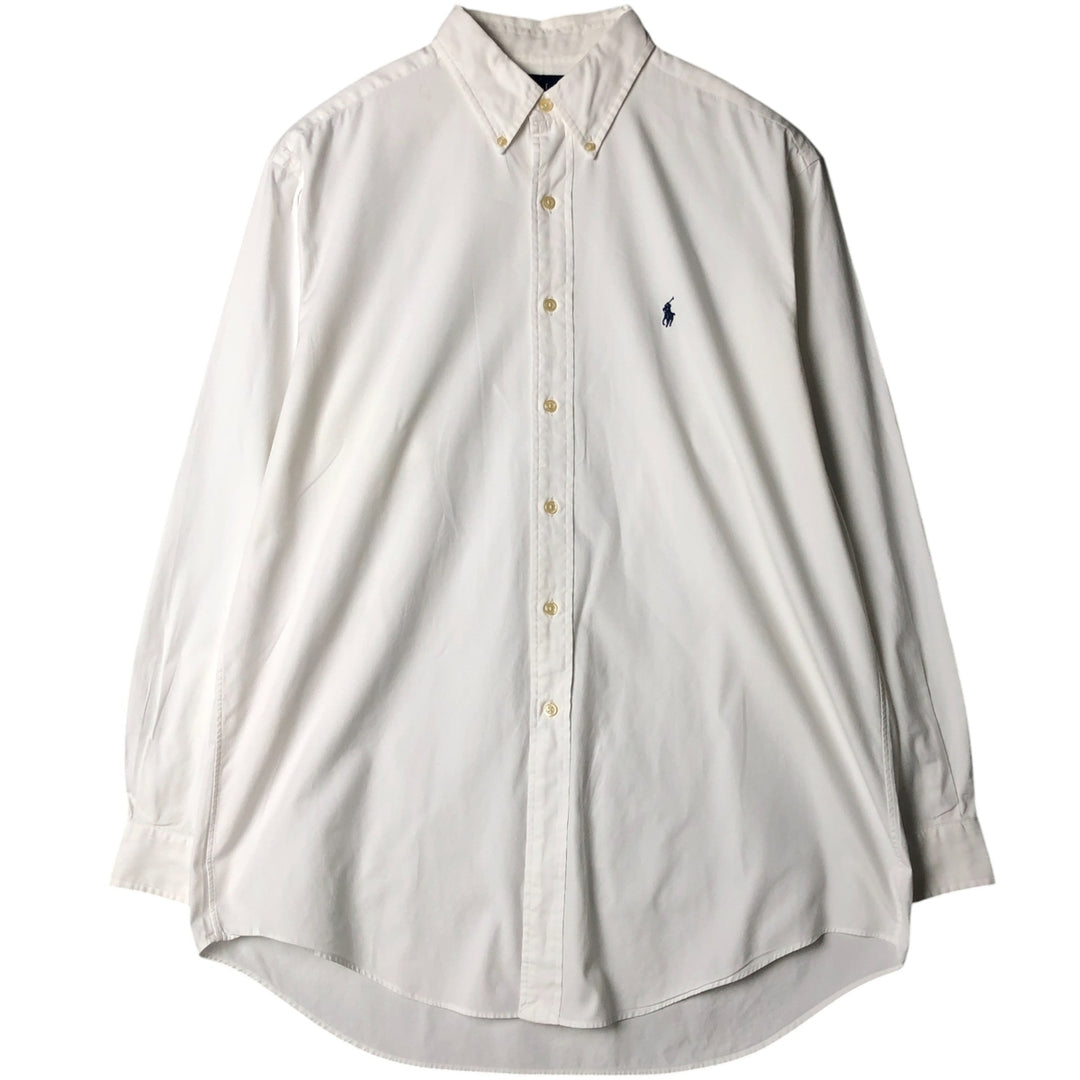 Ralph Lauren YARMOUTH long sleeve button down shirt, men's size L cotton white type Vintage Second Hand