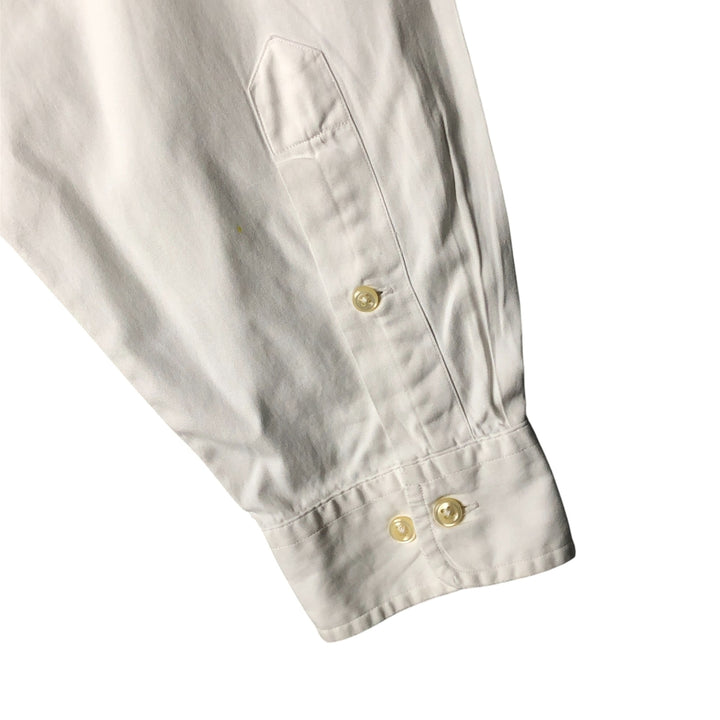 Ralph Lauren YARMOUTH long sleeve button down shirt, men's size L cotton white type Vintage Second Hand