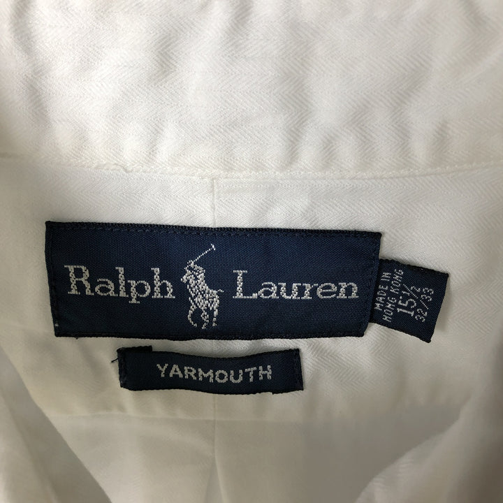 Ralph Lauren YARMOUTH long sleeve button down shirt, men's size M cotton white type Vintage Second Hand
