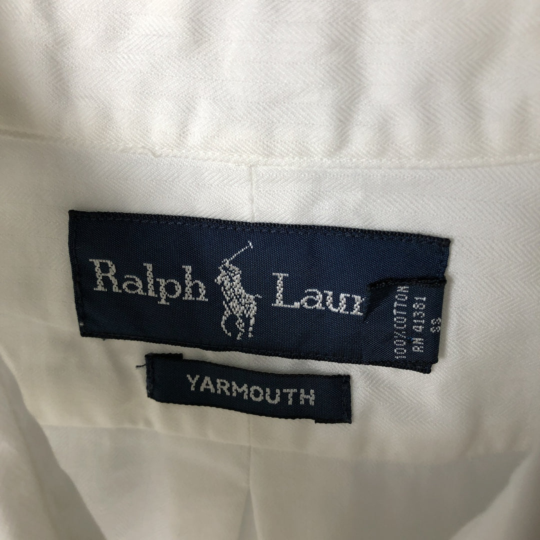 Ralph Lauren YARMOUTH long sleeve button down shirt, men's size M cotton white type Vintage Second Hand