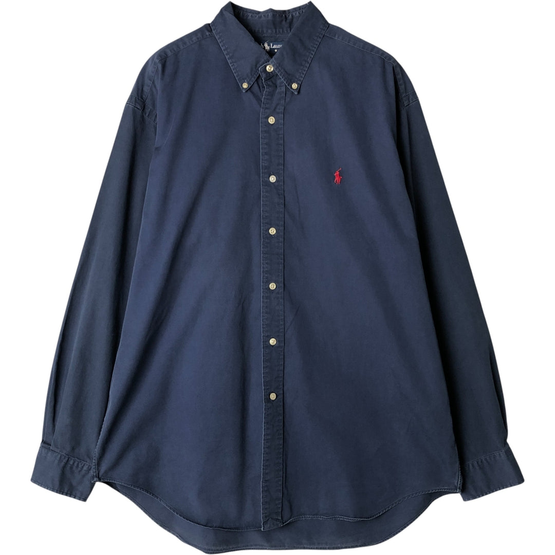 Ralph Lauren BLAKE long sleeve button down shirt, men's size L cotton Navy blue Vintage Second Hand