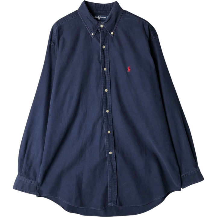 Ralph Lauren BLAKE long sleeve button down shirt, men's size L cotton Navy blue Vintage Second Hand