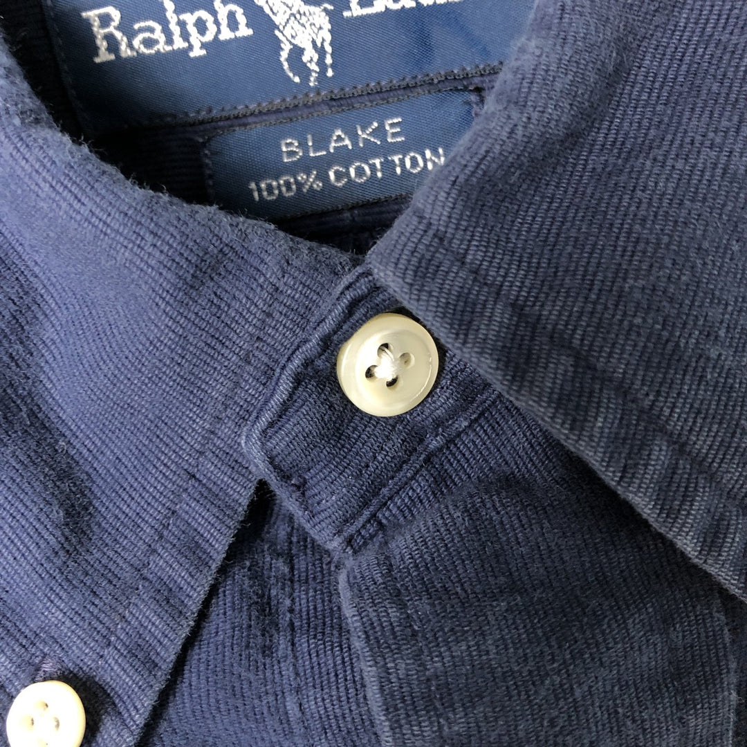 Ralph Lauren BLAKE long sleeve button down shirt, men's size L cotton Navy blue Vintage Second Hand