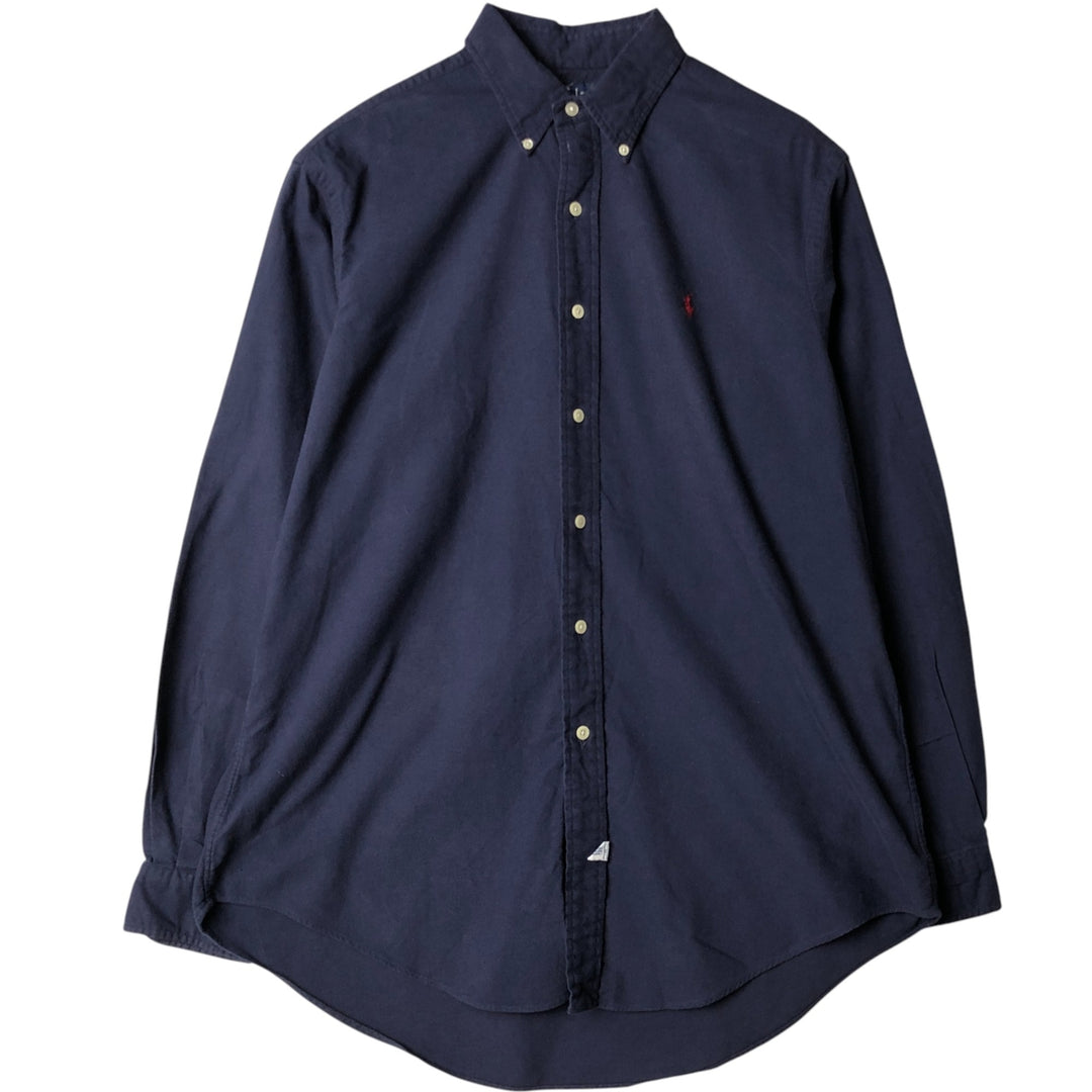 Ralph Lauren long sleeve button down shirt, men's size L cotton navy blue type Vintage Second Hand