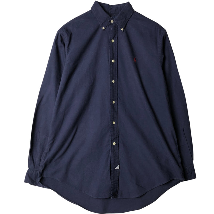 Ralph Lauren long sleeve button down shirt, men's size L cotton navy blue type Vintage Second Hand