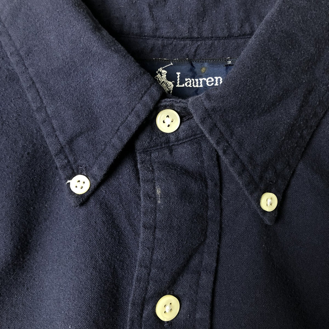 Ralph Lauren long sleeve button down shirt, men's size L cotton navy blue type Vintage Second Hand