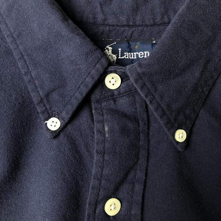 Ralph Lauren long sleeve button down shirt, men's size L cotton navy blue type Vintage Second Hand