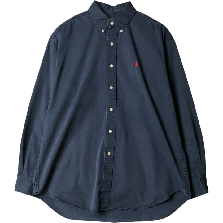 Ralph Lauren BLAKE long sleeve button down shirt, men's size L cotton navy blue type Vintage Second Hand