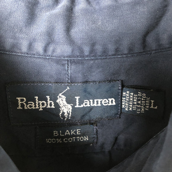 Ralph Lauren BLAKE long sleeve button down shirt, men's size L cotton navy blue type Vintage Second Hand
