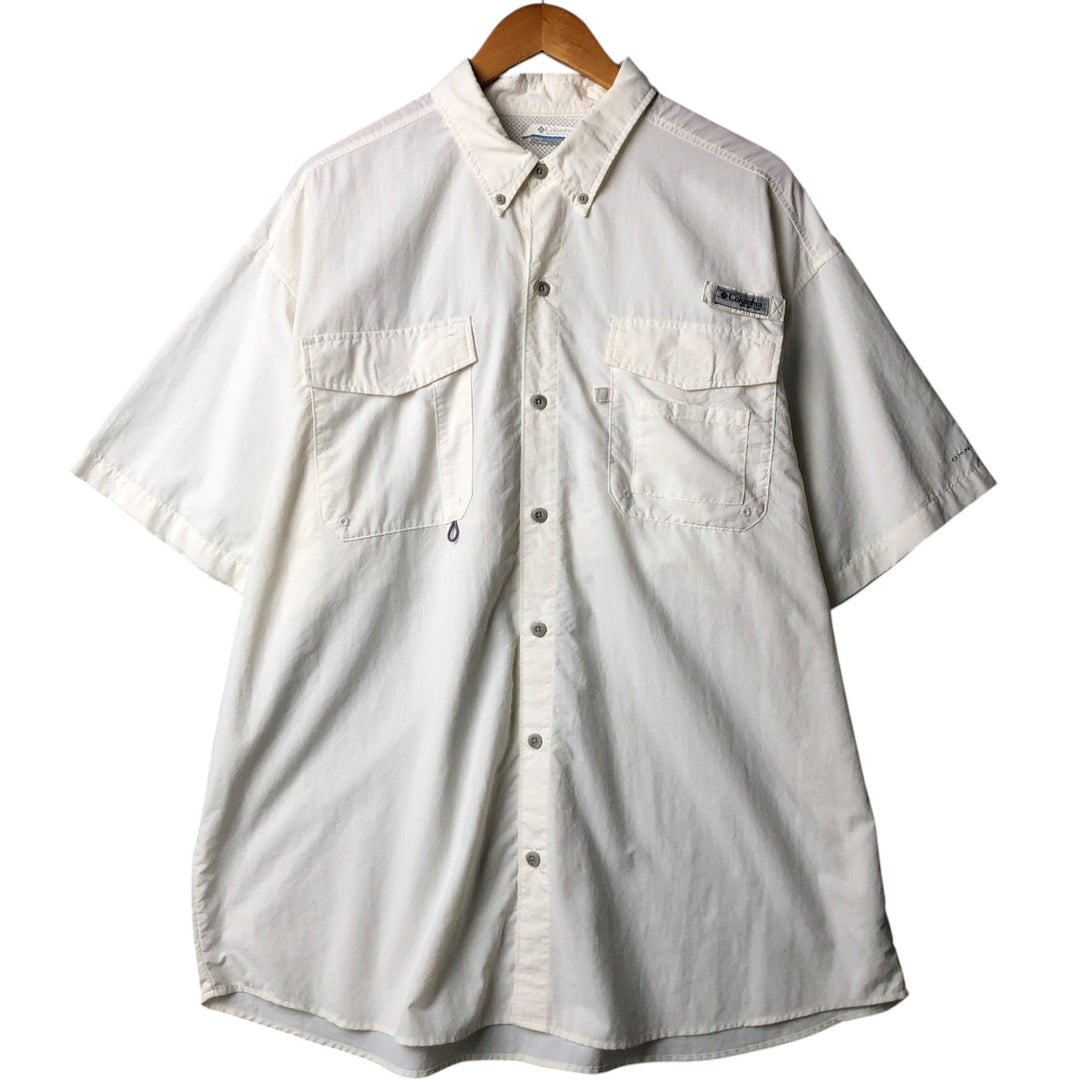 Columbia PFG OMNI-SHADE Omni-Shade Button-Down Short Sleeve Fishing Shirt Men's XL Nylon white type Vintage Second Hand