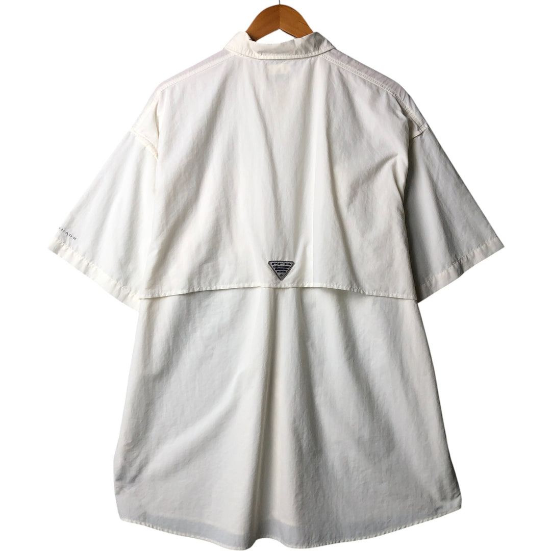 Columbia PFG OMNI-SHADE Omni-Shade Button-Down Short Sleeve Fishing Shirt Men's XL Nylon white type Vintage Second Hand