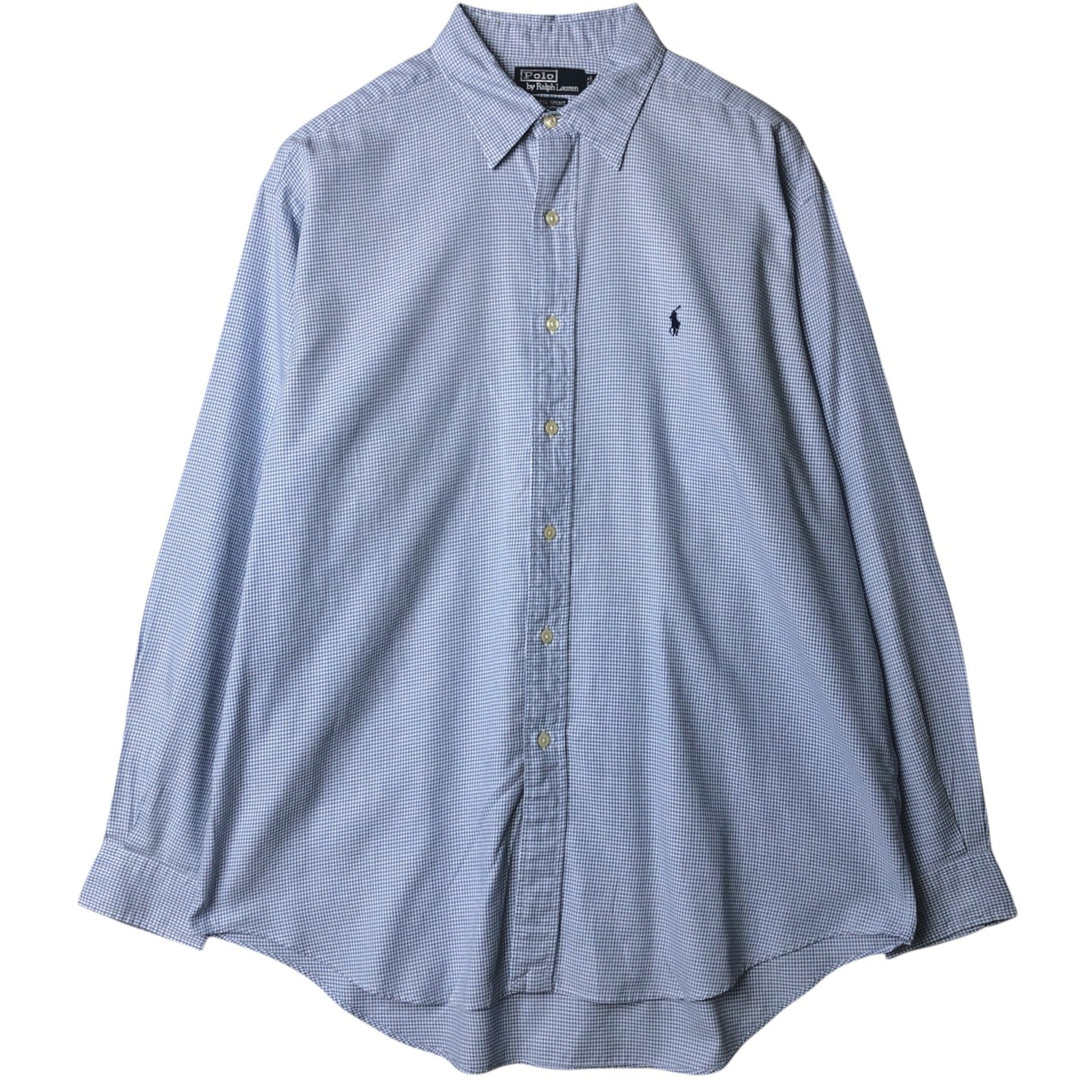 Ralph Lauren POLO by Ralph Lauren LOWELL SPORT long sleeve cotton check shirt, men's size L cotton blue type Vintage Second Hand