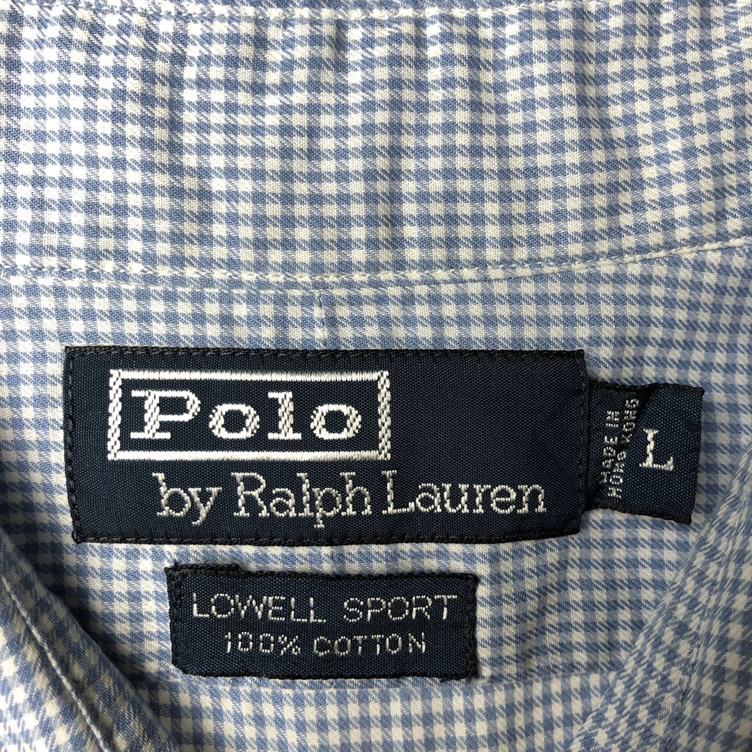Ralph Lauren POLO by Ralph Lauren LOWELL SPORT long sleeve cotton check shirt, men's size L cotton blue type Vintage Second Hand
