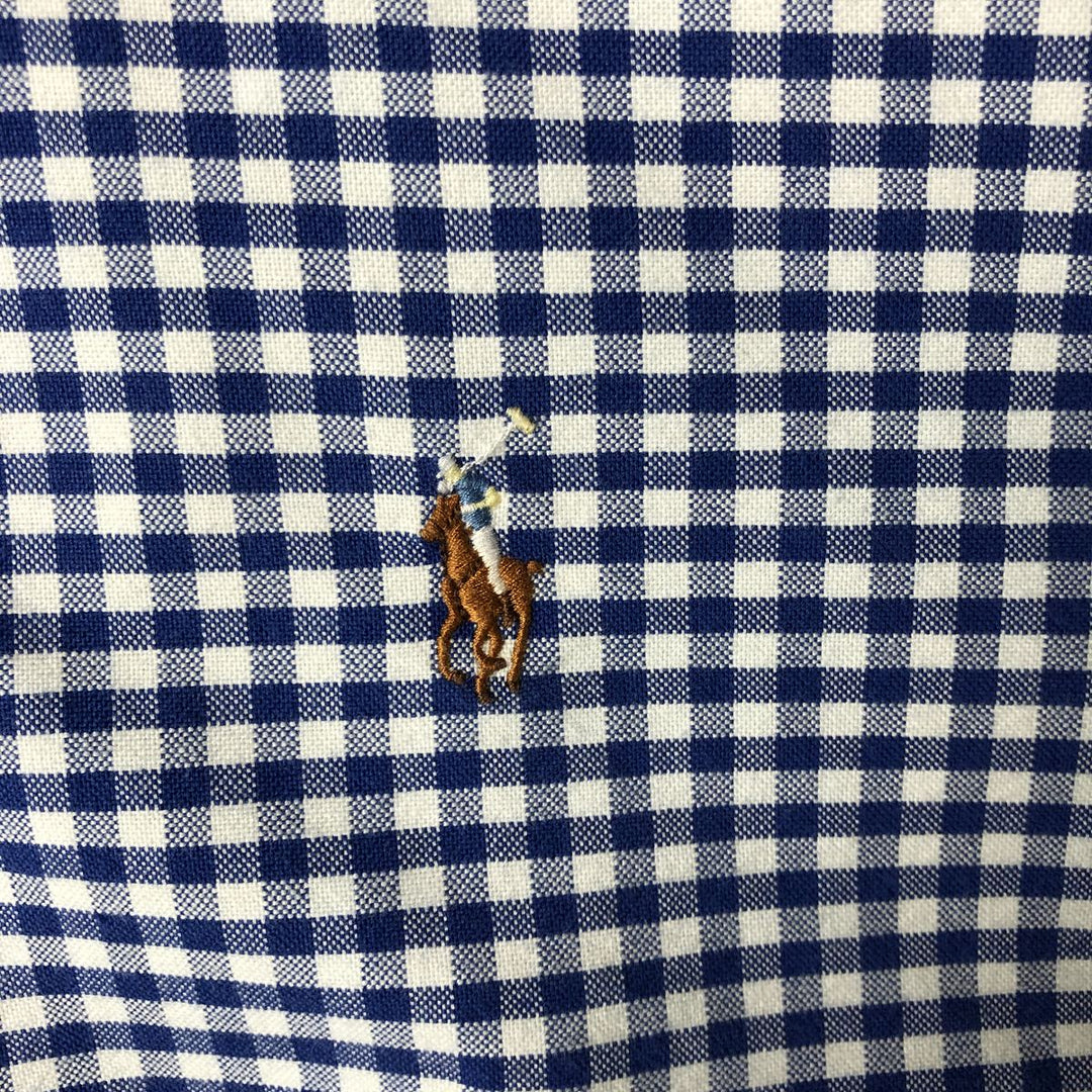 Ralph Lauren long sleeve button down check shirt, men's XL size cotton Navy blue Vintage Second Hand