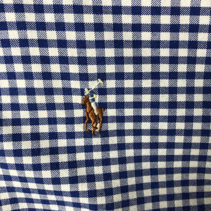 Ralph Lauren long sleeve button down check shirt, men's XL size cotton Navy blue Vintage Second Hand