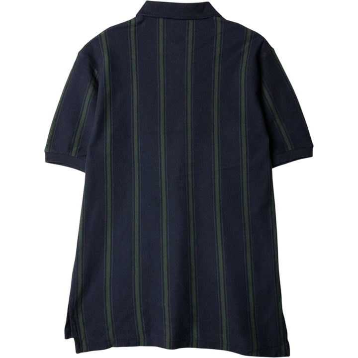 Ralph Lauren POLO GOLF short-sleeved striped polo shirt, men's size M cotton navy blue type Vintage Second Hand