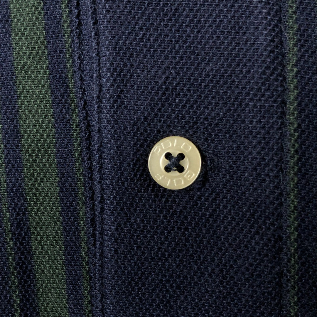 Ralph Lauren POLO GOLF short-sleeved striped polo shirt, men's size M cotton navy blue type Vintage Second Hand