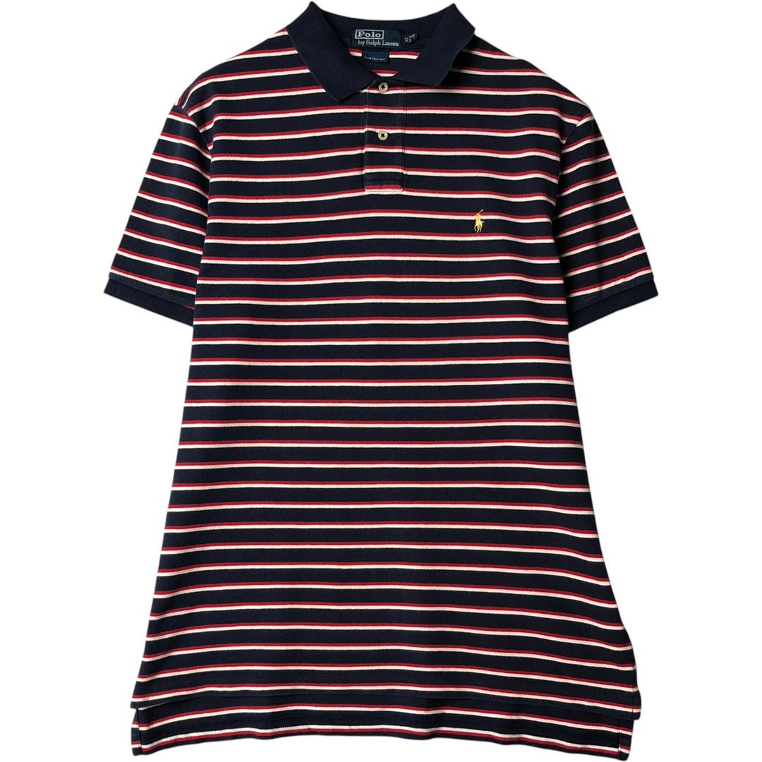 Ralph Lauren POLO by Ralph Lauren CUSTOM FIT short sleeve striped polo shirt men's XL size cotton navy blue type Vintage Second Hand