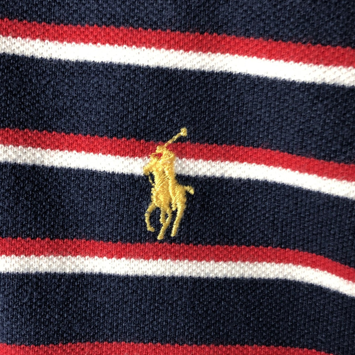 Ralph Lauren POLO by Ralph Lauren CUSTOM FIT short sleeve striped polo shirt men's XL size cotton navy blue type Vintage Second Hand
