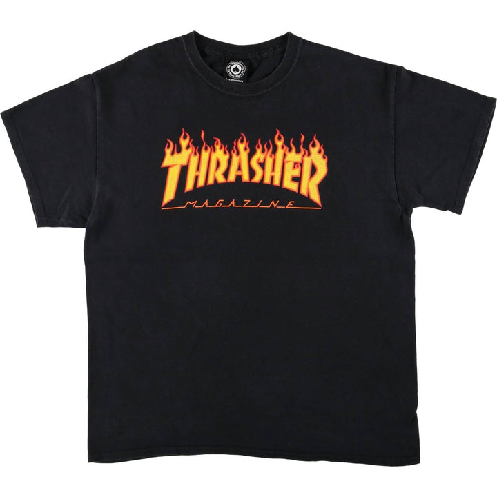 Thrasher Fire Pattern Surf Skate T-Shirt, Men's Size L cotton black type Vintage Second Hand