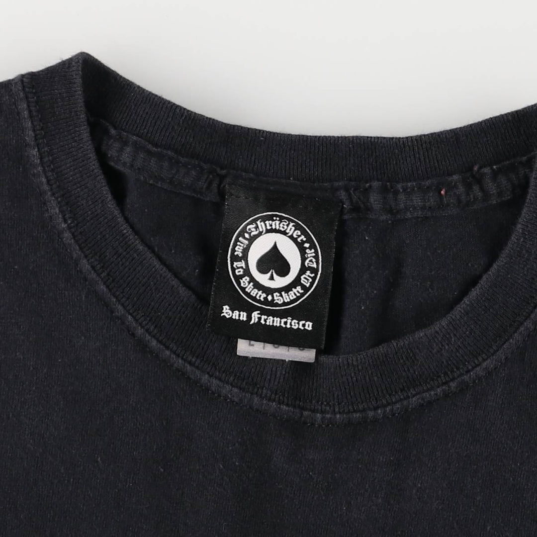 Thrasher Fire Pattern Surf Skate T-Shirt, Men's Size L cotton black type Vintage Second Hand