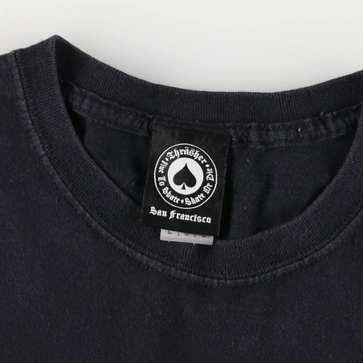 Thrasher Fire Pattern Surf Skate T-Shirt, Men's Size L cotton black type Vintage Second Hand