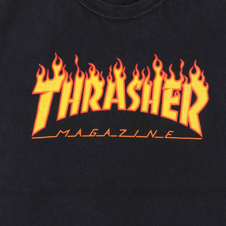 Thrasher Fire Pattern Surf Skate T-Shirt, Men's Size L cotton black type Vintage Second Hand