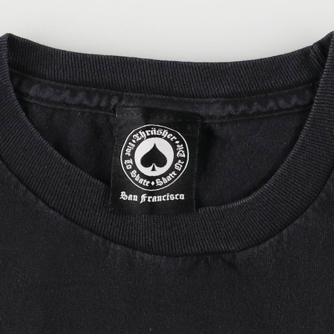 ALSTYLE THRASHER Fire Pattern Surf Skate T-Shirt, Men's Size M cotton black type Vintage Second Hand