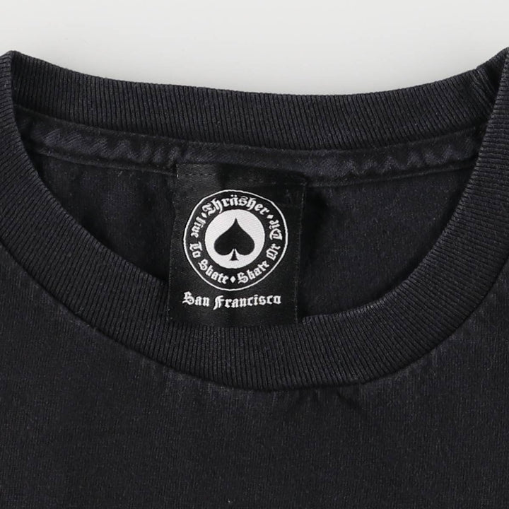 ALSTYLE THRASHER Fire Pattern Surf Skate T-Shirt, Men's Size M cotton black type Vintage Second Hand