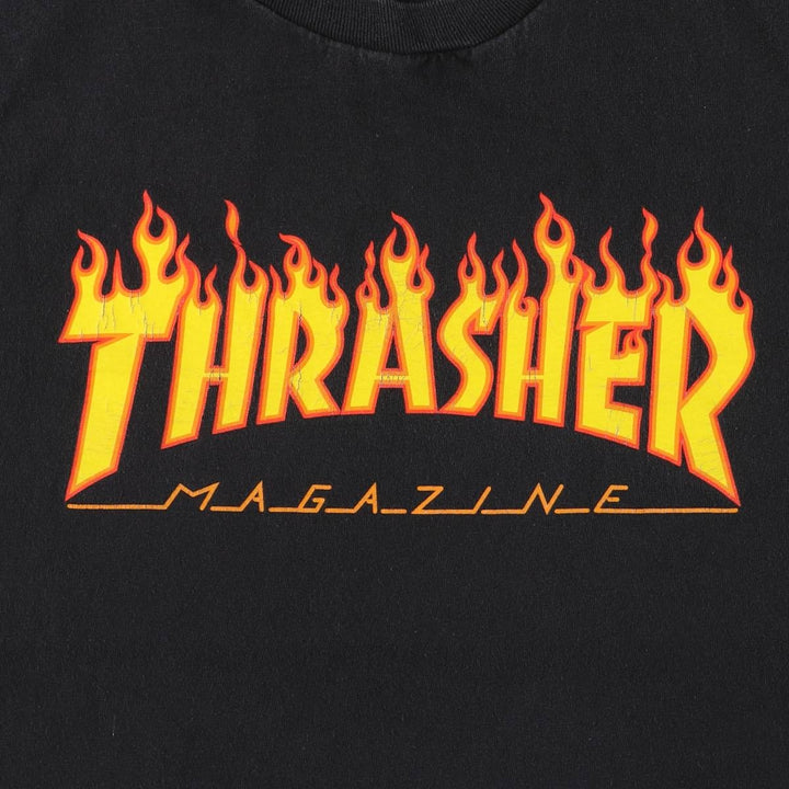 ALSTYLE THRASHER Fire Pattern Surf Skate T-Shirt, Men's Size M cotton black type Vintage Second Hand