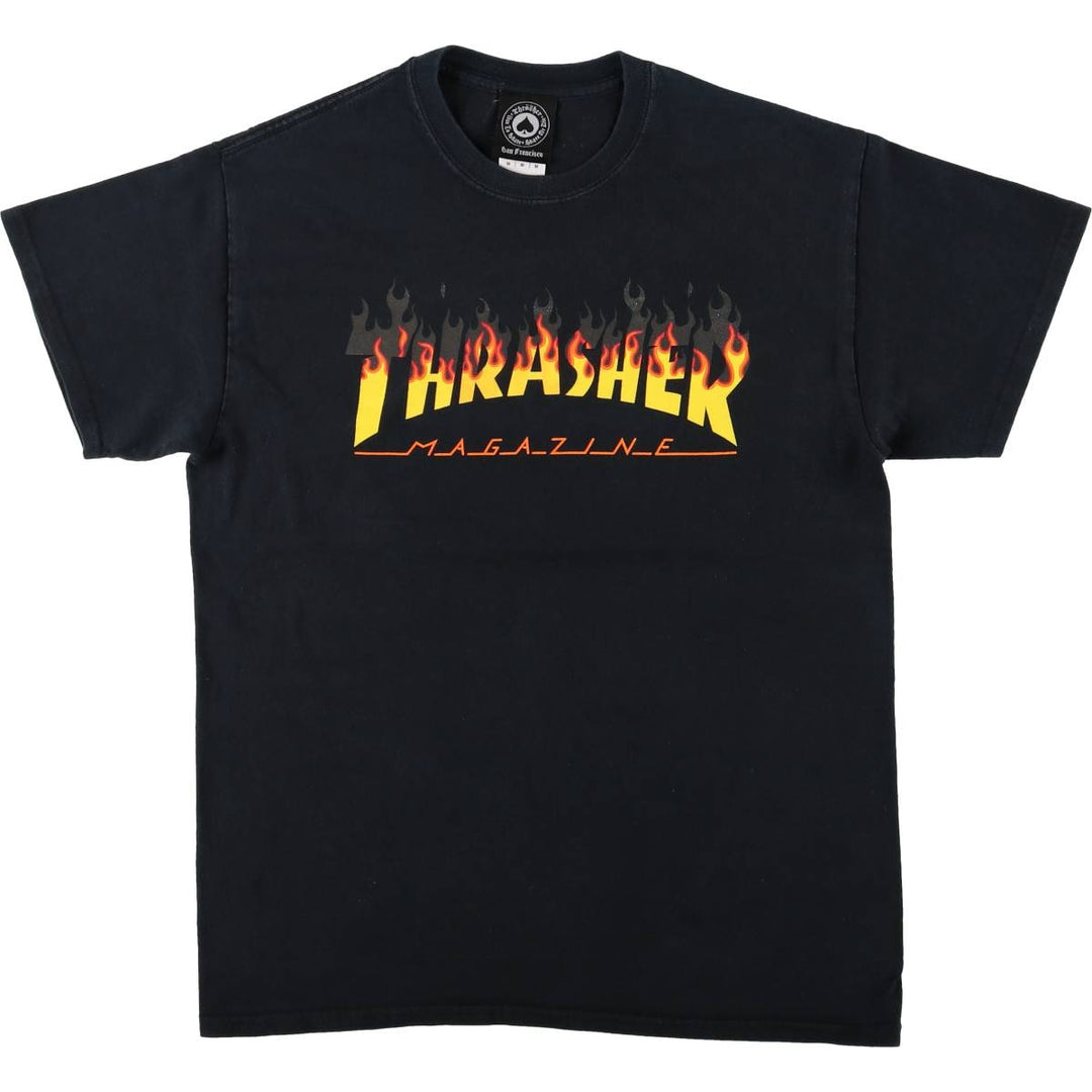 Thrasher Fire Pattern Surf Skate T-Shirt, Men's M cotton black type Vintage Second Hand