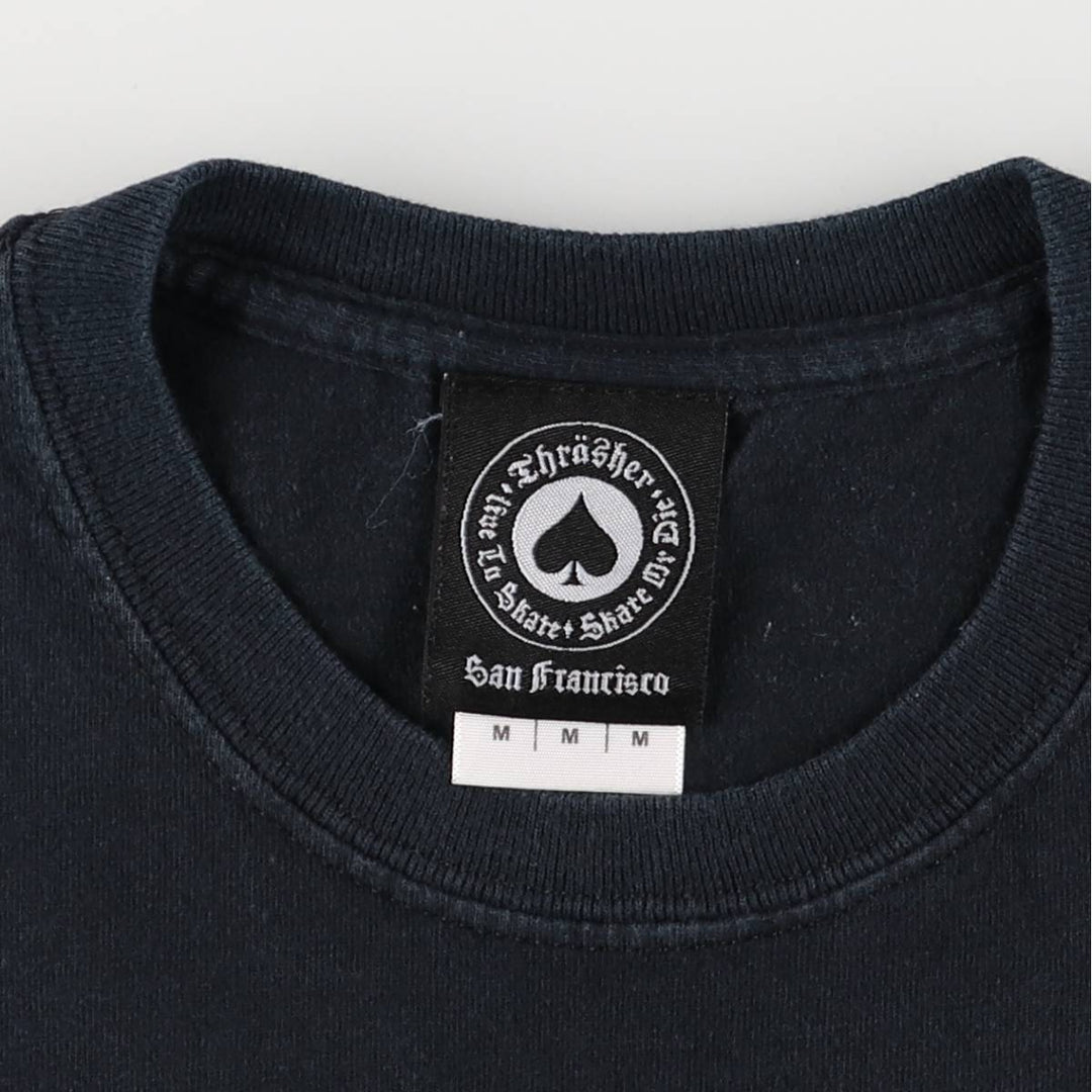 Thrasher Fire Pattern Surf Skate T-Shirt, Men's M cotton black type Vintage Second Hand