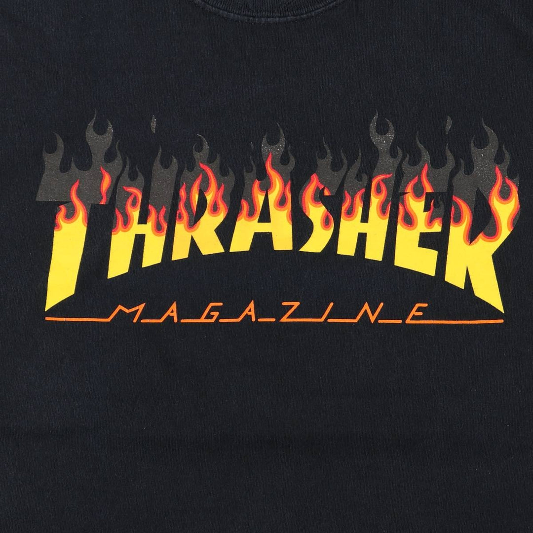 Thrasher Fire Pattern Surf Skate T-Shirt, Men's M cotton black type Vintage Second Hand