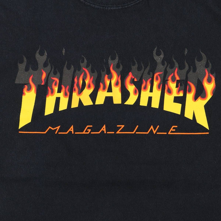 Thrasher Fire Pattern Surf Skate T-Shirt, Men's M cotton black type Vintage Second Hand