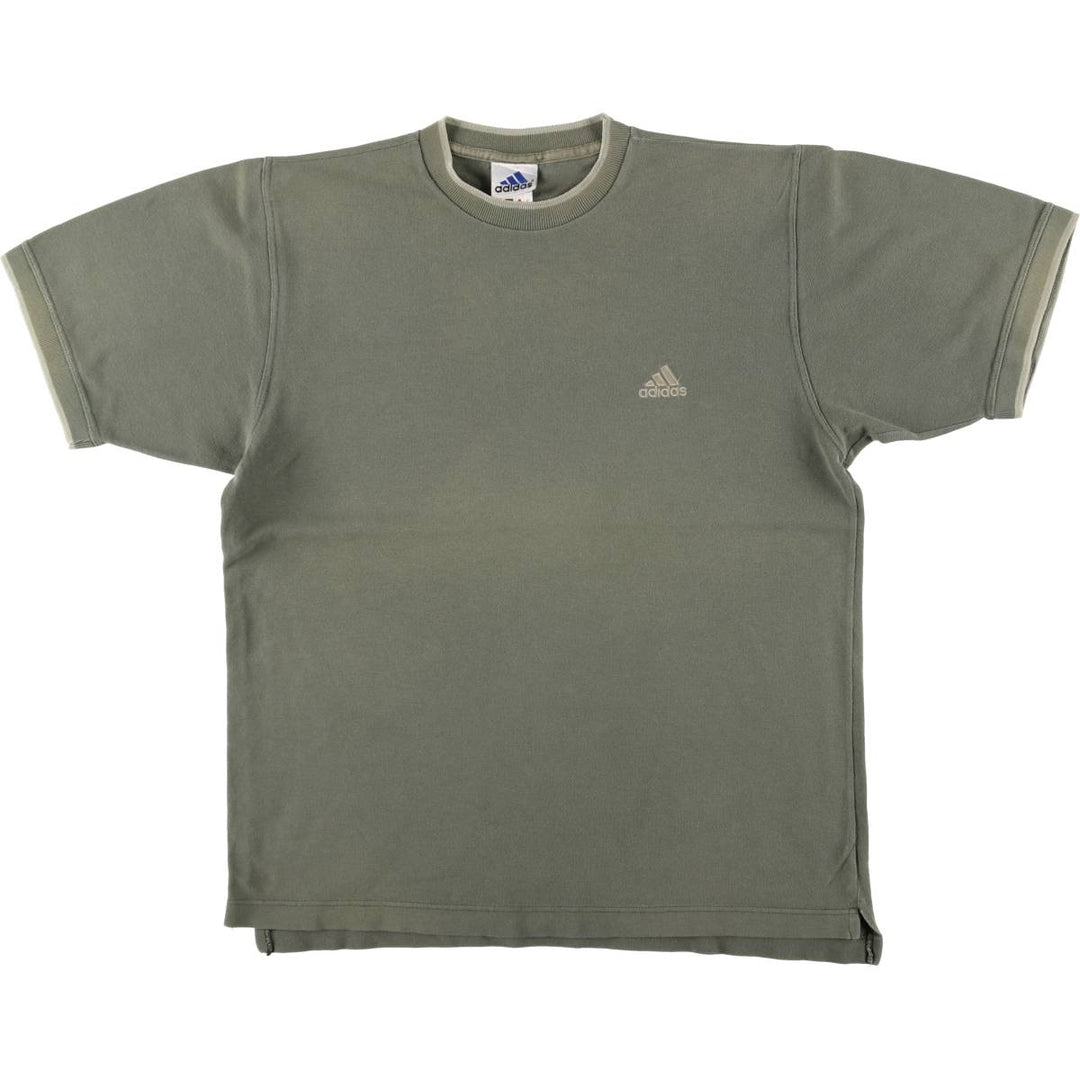 90s-00'S Adidas logo T-shirt, men's size L cotton Khaki type Vintage Second Hand