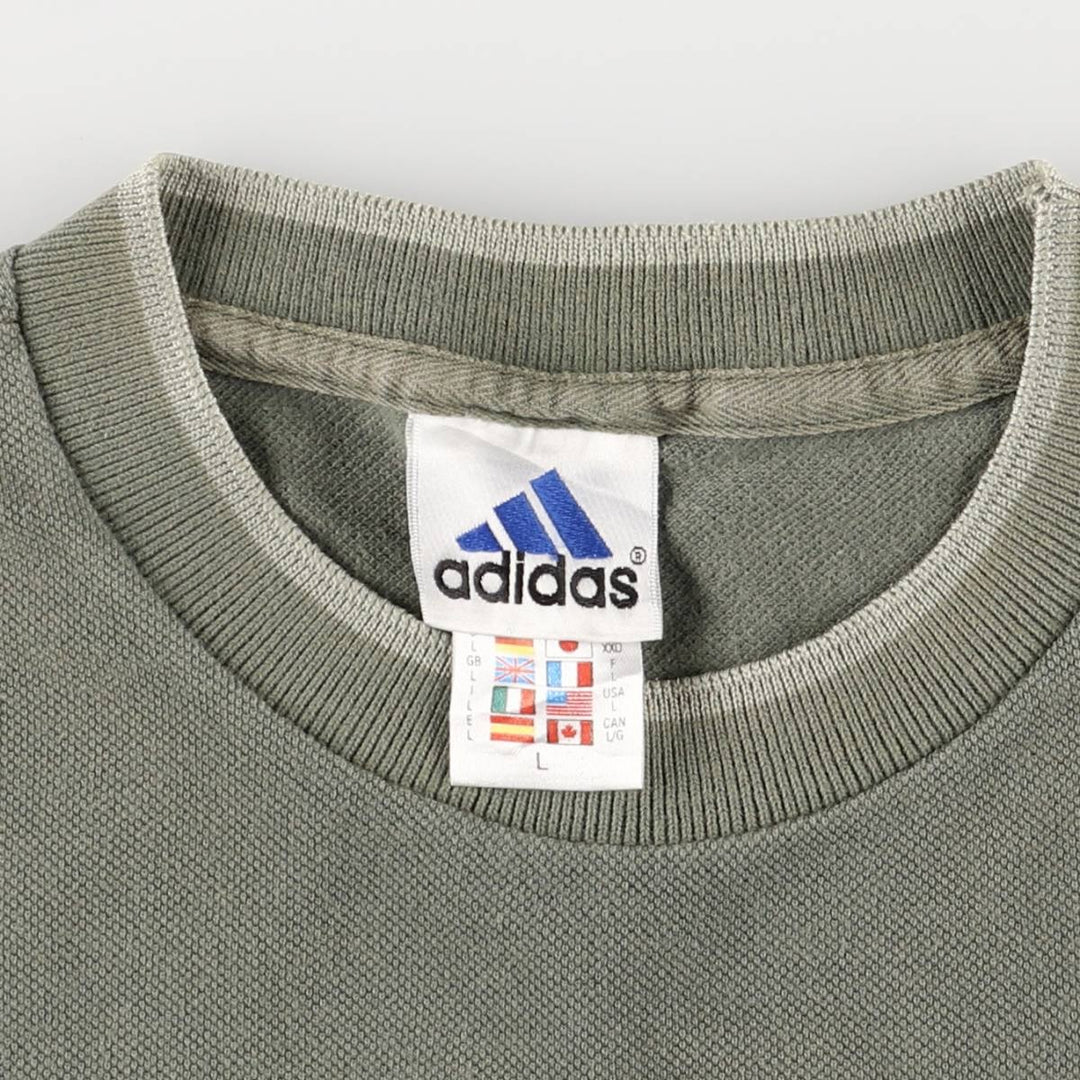 90s-00'S Adidas logo T-shirt, men's size L cotton Khaki type Vintage Second Hand