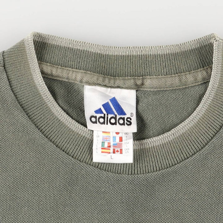 90s-00'S Adidas logo T-shirt, men's size L cotton Khaki type Vintage Second Hand