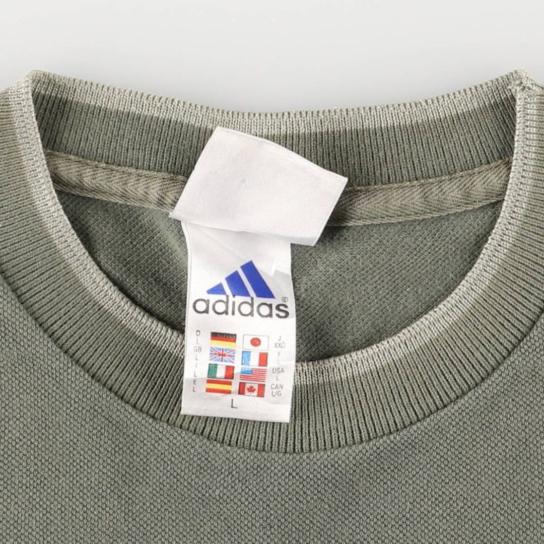 90s-00'S Adidas logo T-shirt, men's size L cotton Khaki type Vintage Second Hand
