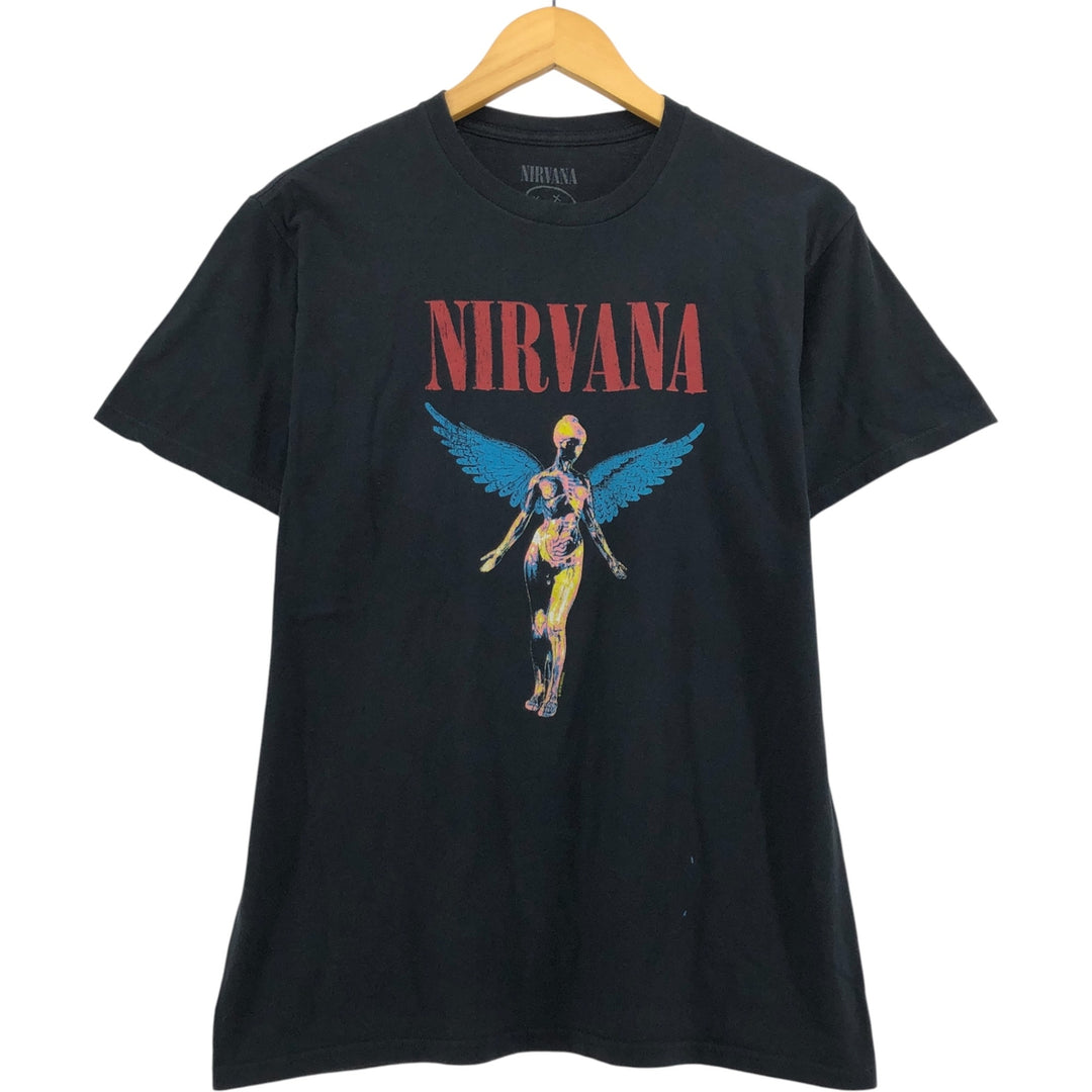 NIRVANA Nirvana Band T-shirt, Band T, Men's M size cotton black type Vintage Second Hand
