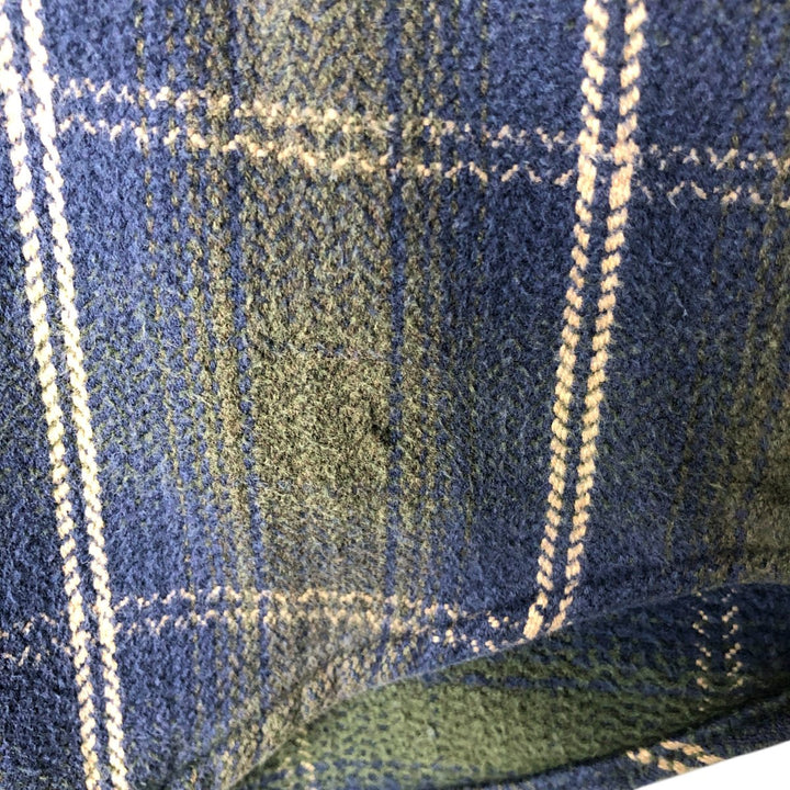 Long sleeve flannel check shirt, men's size L cotton blue type Vintage Second Hand