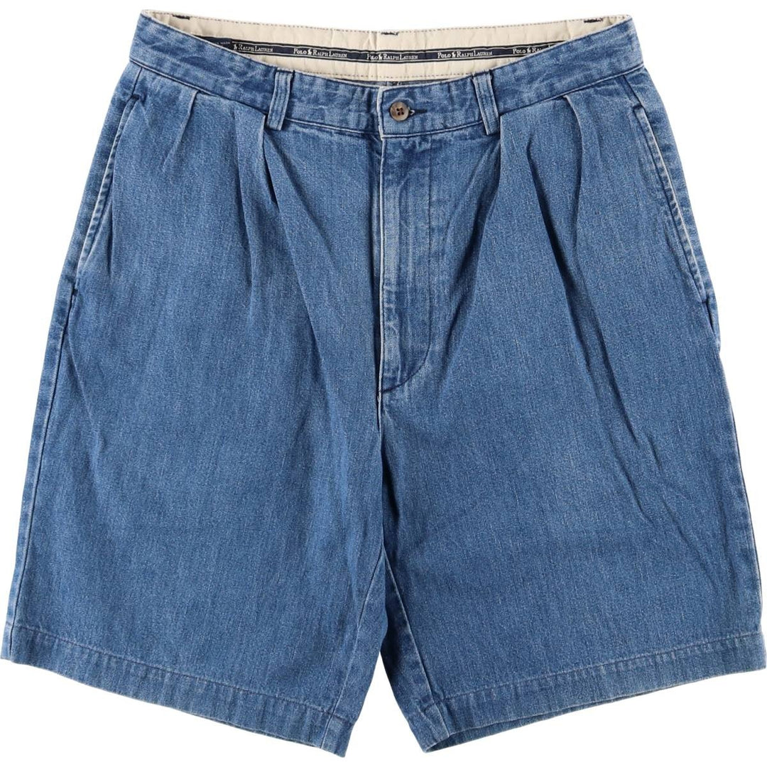 Ralph Lauren POLO RALPH LAUREN TYLER SHORT Two-pleat denim shorts, men's size W32 cotton blue type Vintage Second Hand