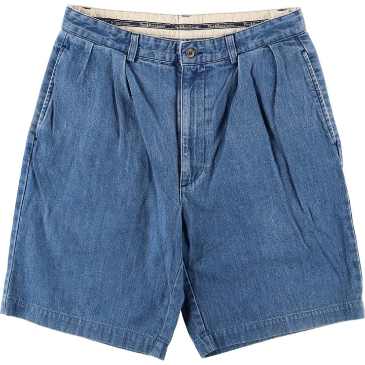 Ralph Lauren POLO RALPH LAUREN TYLER SHORT Two-pleat denim shorts, men's size W32 cotton blue type Vintage Second Hand