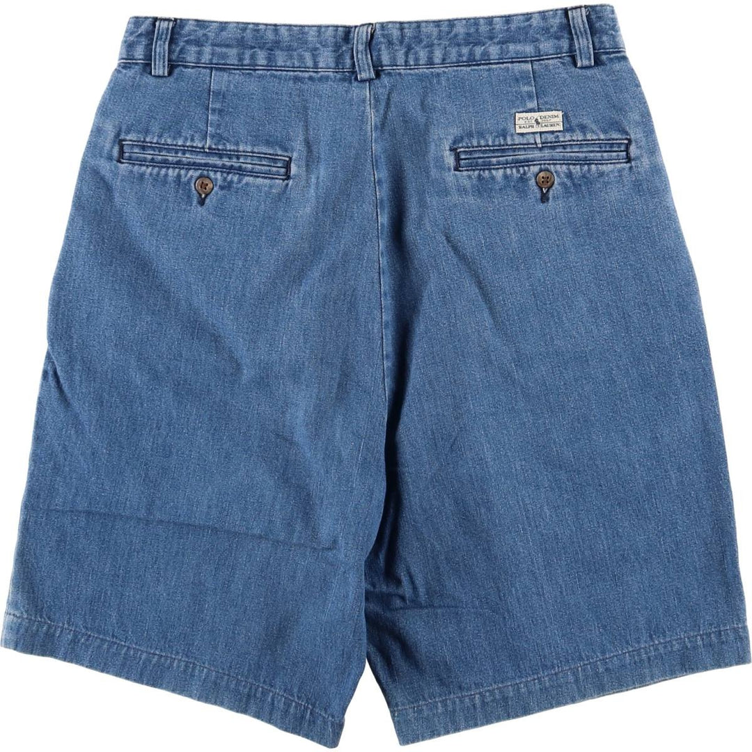 Ralph Lauren POLO RALPH LAUREN TYLER SHORT Two-pleat denim shorts, men's size W32 cotton blue type Vintage Second Hand