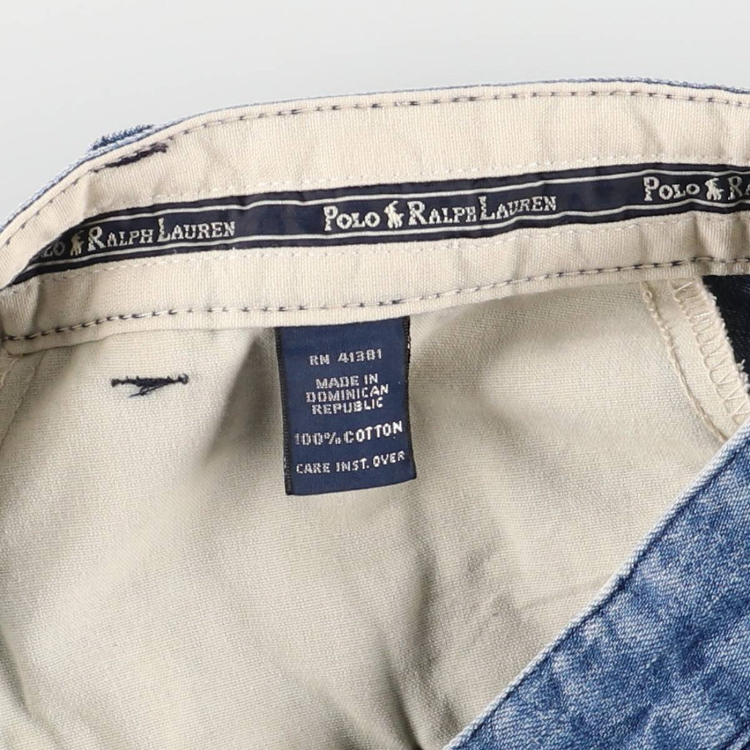 Ralph Lauren POLO RALPH LAUREN TYLER SHORT Two-pleat denim shorts, men's size W32 cotton blue type Vintage Second Hand