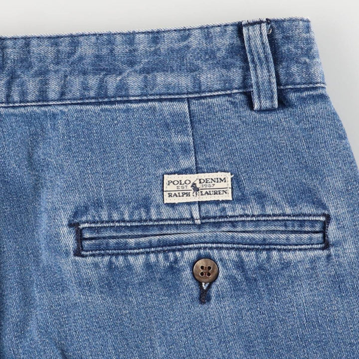 Ralph Lauren POLO RALPH LAUREN TYLER SHORT Two-pleat denim shorts, men's size W32 cotton blue type Vintage Second Hand