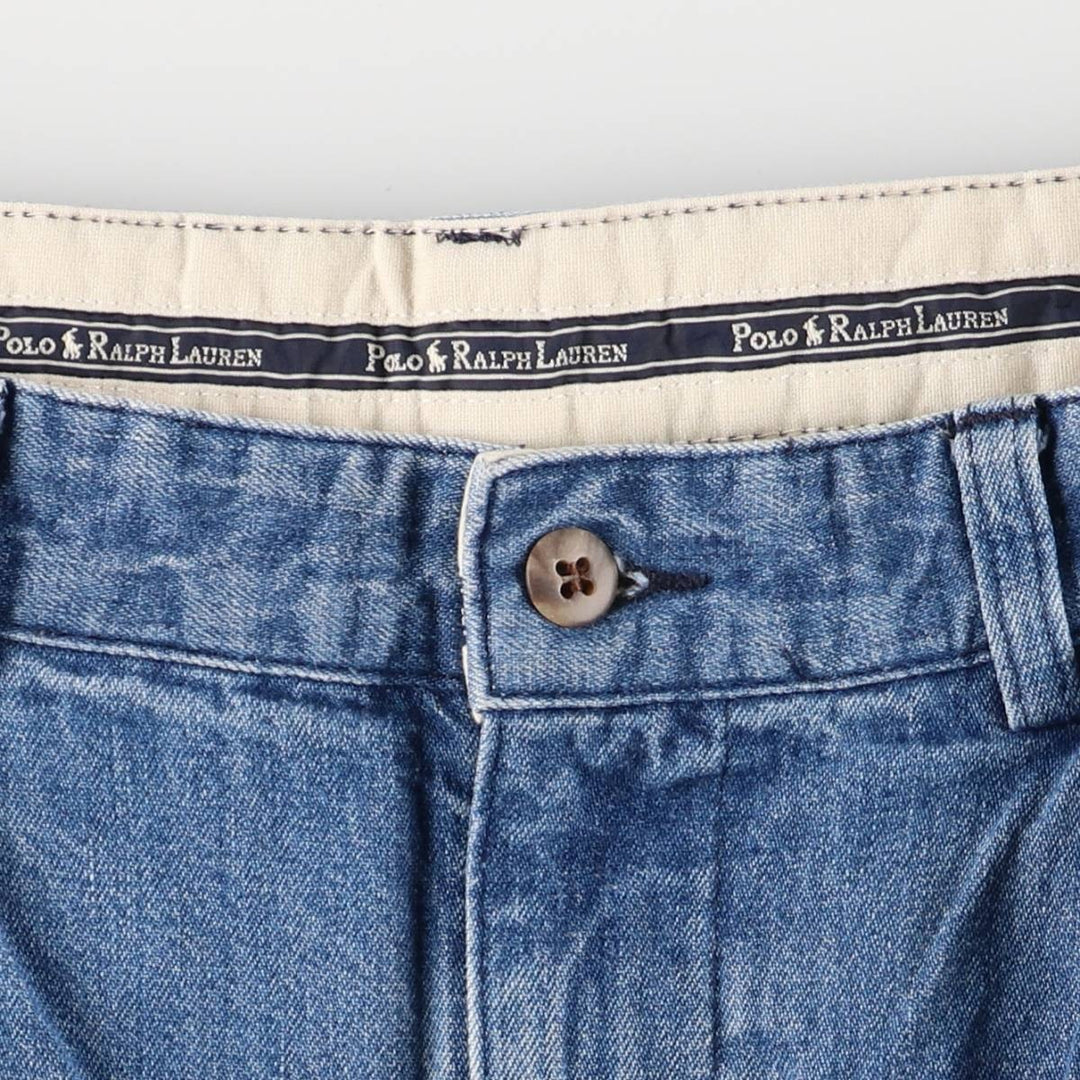 Ralph Lauren POLO RALPH LAUREN TYLER SHORT Two-pleat denim shorts, men's size W32 cotton blue type Vintage Second Hand