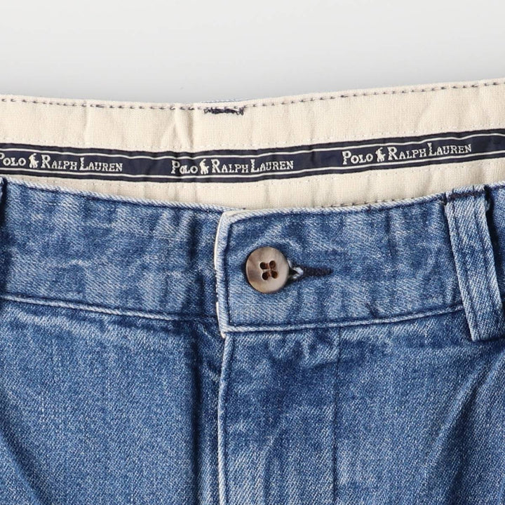 Ralph Lauren POLO RALPH LAUREN TYLER SHORT Two-pleat denim shorts, men's size W32 cotton blue type Vintage Second Hand