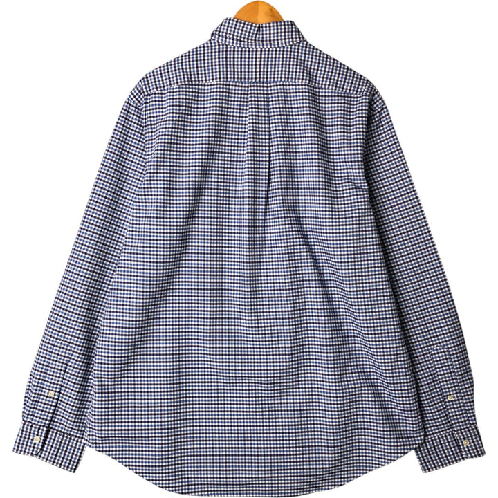 Ralph Lauren long sleeve button down check shirt, men's XL size cotton Navy blue Vintage Second Hand
