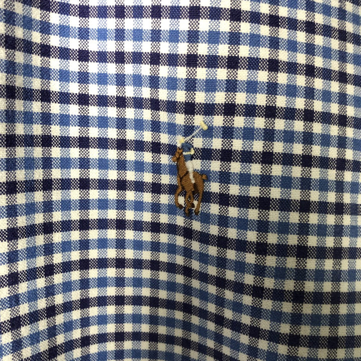 Ralph Lauren long sleeve button down check shirt, men's XL size cotton Navy blue Vintage Second Hand